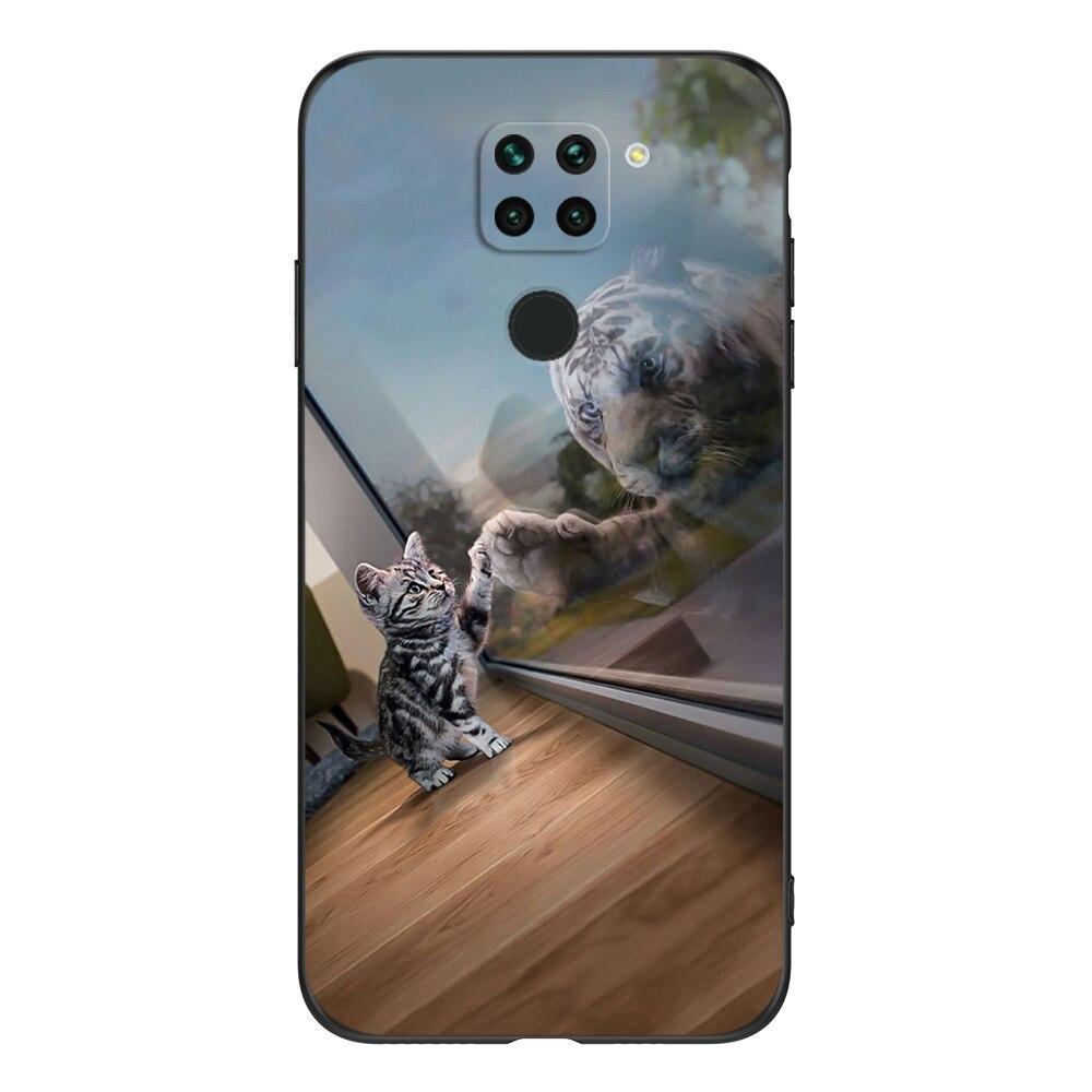 For Xiaomi Redmi Note 9 Global Phone Back Cover  Black Tpu Case Lion Wolf Tiger Dragon