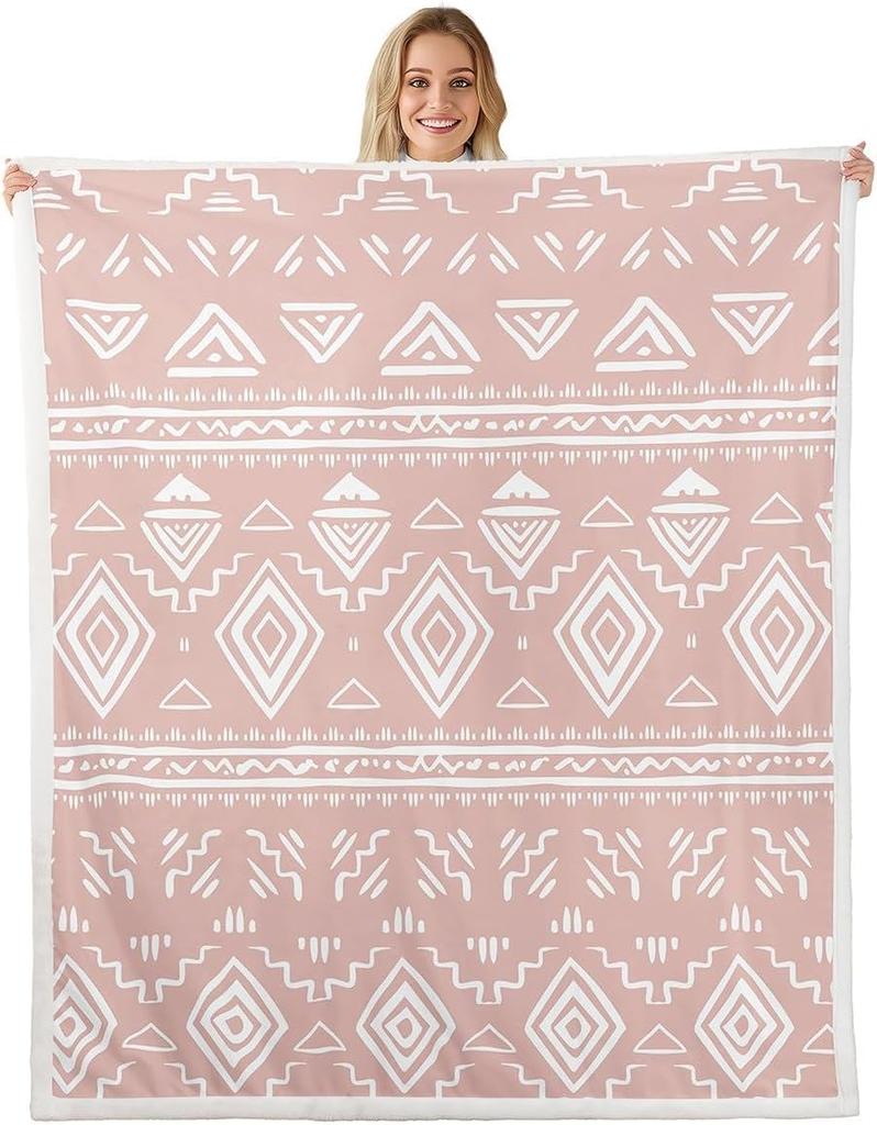 Navajo Pattern Blanket Tribal Design Fleece Throw Southwestern Decor Geometric Print Cozy Home Textile