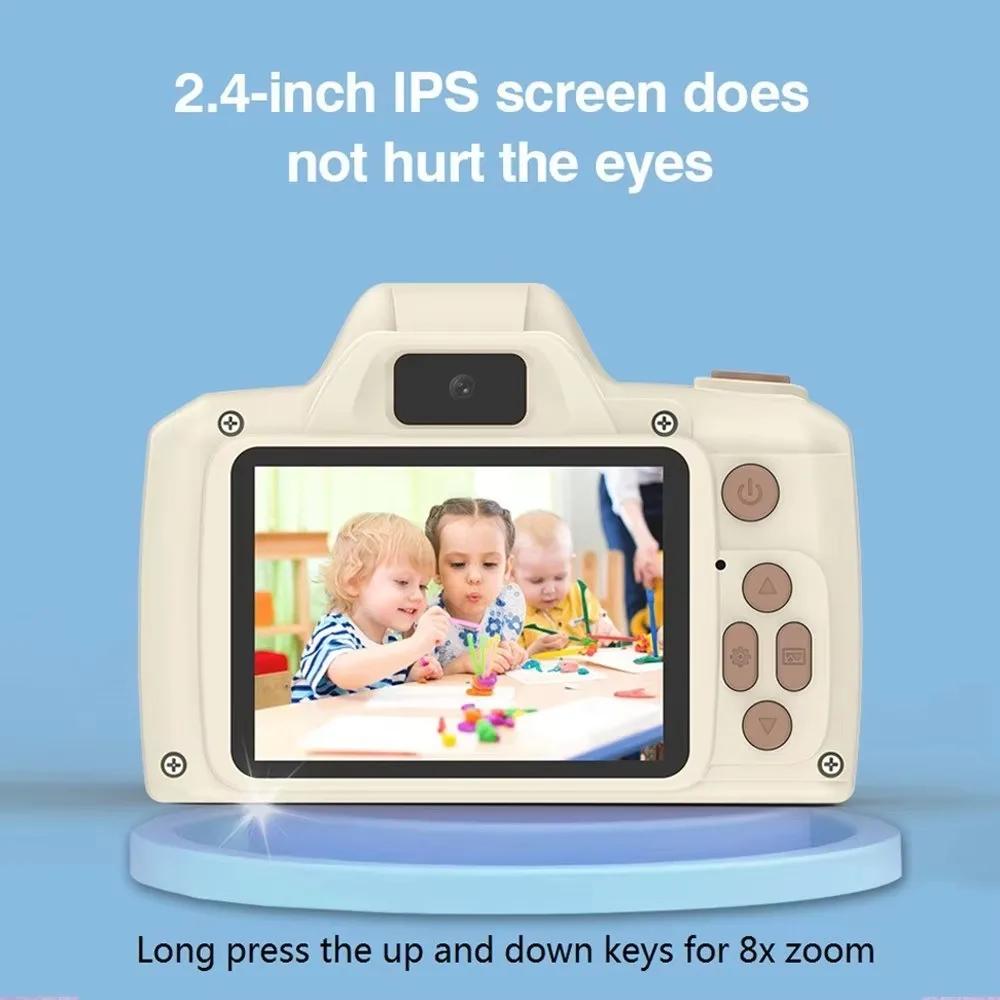 Kids Mini Camera Long Lens Cartoon Toys For Girls Boys Birthday Gifts 1080P 2.4 Inch Screen Photo Record Life Child Camera Toys