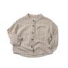 Camicia a righe verticali con colletto alla coreana a maniche lunghe per bambini Unisex Ragazzi Ragazze Casual Top per Bambini