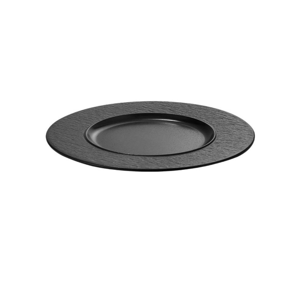 Western Style Beef Flat Plate Black Dinner Plate Cooking Dishes Melamine Plate  Hotel