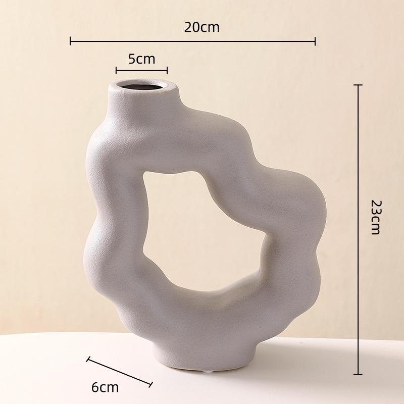 Ceramic Ornaments Geometric Pipeline Flower Vase Irregular Twisted Flower Arrangement Terrarium Home Decoration Accessories