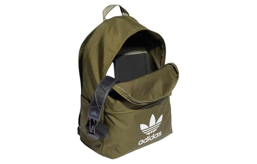 Adidas Originals Recycled Polyester Plain Weave Fabric Backpack Regular Unisex Focus Olive IS4361