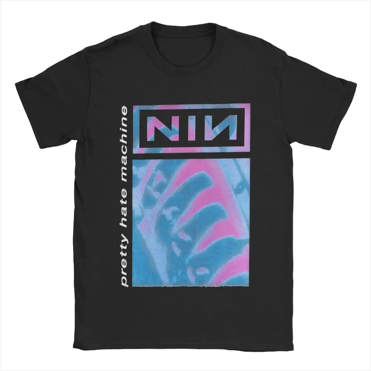

Синие и фиолетовые футболки NIN Nine Inch Nails для мужчин, смешные чистые футболки с круглым вырезом и короткими рукавами, взрослая одежда XXXXXL чёрный