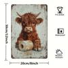 Vintage Highland Cow Metal Tin Sign - 1pc, 8"x12", Rustic Wall Decor with Weathered Look, Ideal for Man Cave, Bathroom, Home Dec