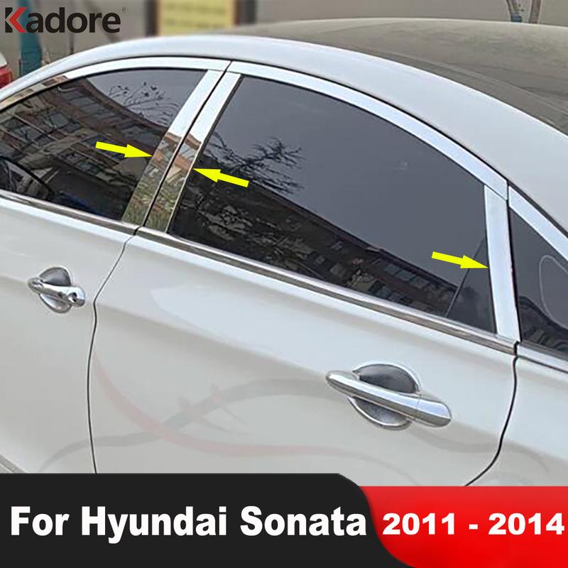 

Для Hyundai Sonata 2011 2012 2013 2014 Нержавеющая сталь Накладки на центральные стойки окон автомобиля Декоративные планки Аксессуары