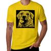 tees blank t shirts plus size tops clothes  yellow lab dog with tennis ball, block print T-Shirt