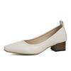 Spring and Summer New Small Heels Simple Lady Temperament Soft Leather Not Grinding Feet Pointed Single Shoes Low Heel High Heels