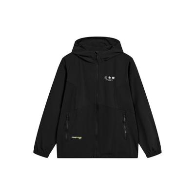 Li Ning Wade Series Krāsu bloku kapuces sporta jaka ar garām piedurknēm vīriešu jaka melna AFDT509-1