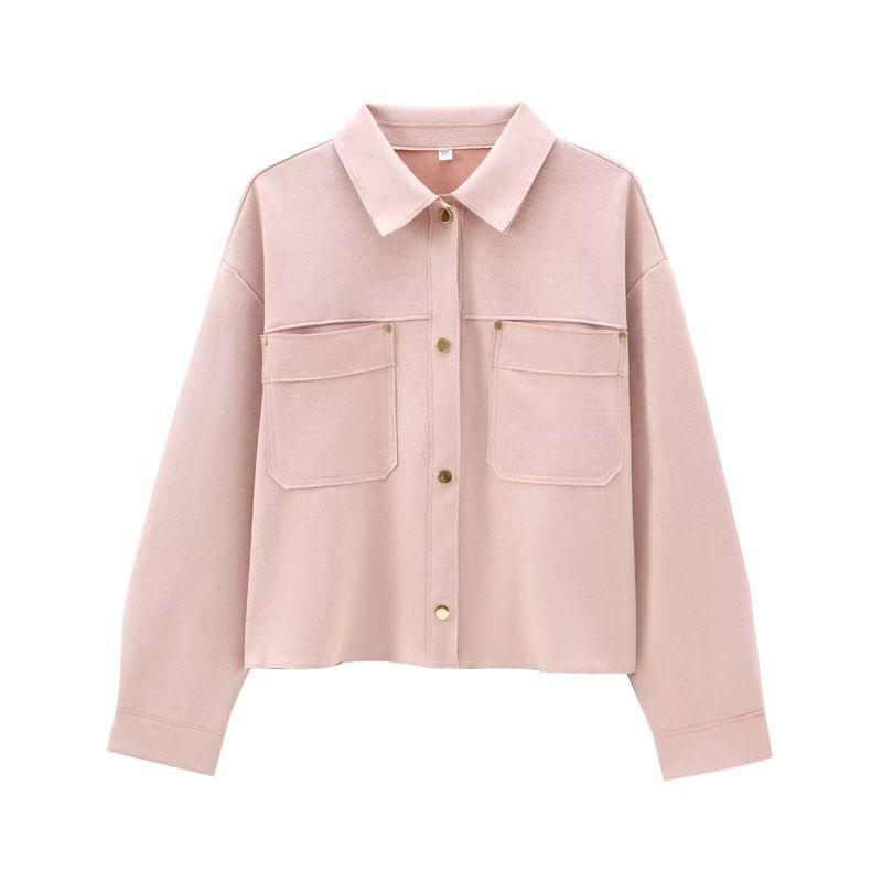 

Kaslead Новое поступление Женская одежда Модный стиль Эффект замшевой текстуры Куртка с длинными рукавами Верхняя одежда 4968221 620 Pink L