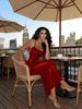 2025 New Year's Red Shiny Bodycon Slip Dress - Elegant Formal Gown for Valentine's Date