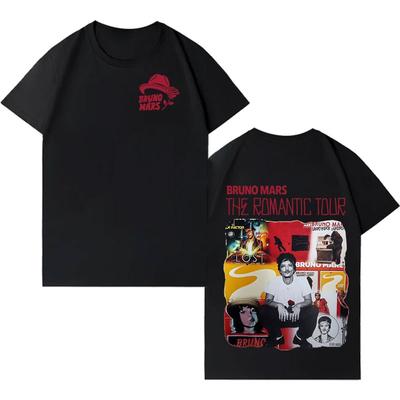 Bruno Mars 2026 Tour The Romantic Album Graphics 100cotton Unisex Shirt New Y2K ONeck Short Sleeve Mens Womens Summer Tshirt