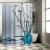 3D Waterproof Shower Curtain Splash Print Bathroom Decor for Home Decoration, Polyester Material Water Splashing Pattern In Blue