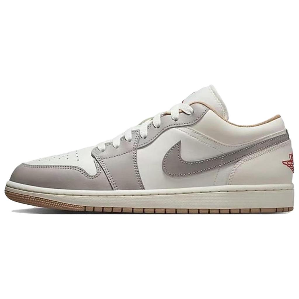 Jordan Air Jordan 1 Abrasion Resistant Low top Vintage Basketball Shoes Men's Beige Gray 553558-169(TeamThree-)