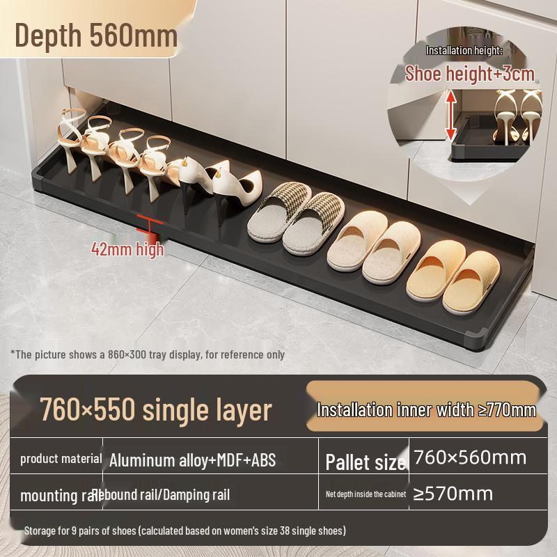 Shoe Cabinet with Kick Drawer and Slide Rail for Hallway