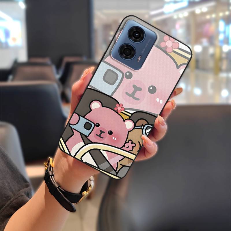 Phone Pouch Couple Phone Case For MOTO G24 Power TPU Soft Case Shockproof Durable Waterproof Cartoon Cute Protective