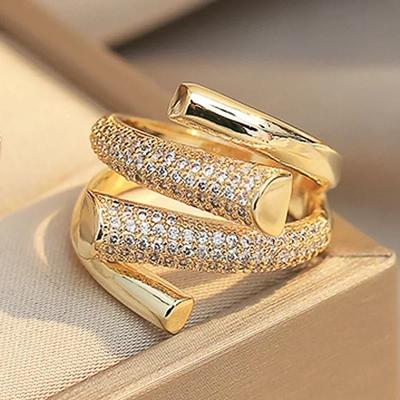 Nieuwe Geometrische Onregelmatige Ring met Zirkonia Open Ring voor Mannen en Vrouwen Trend Hip Hop Feest Accessoires