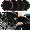 2Pcs Sparkly Rhinestone Car Cup Coasters, Universal Anti-Slip PVC Mat Car Cup Holder, Bling Interior Decoration Accessory