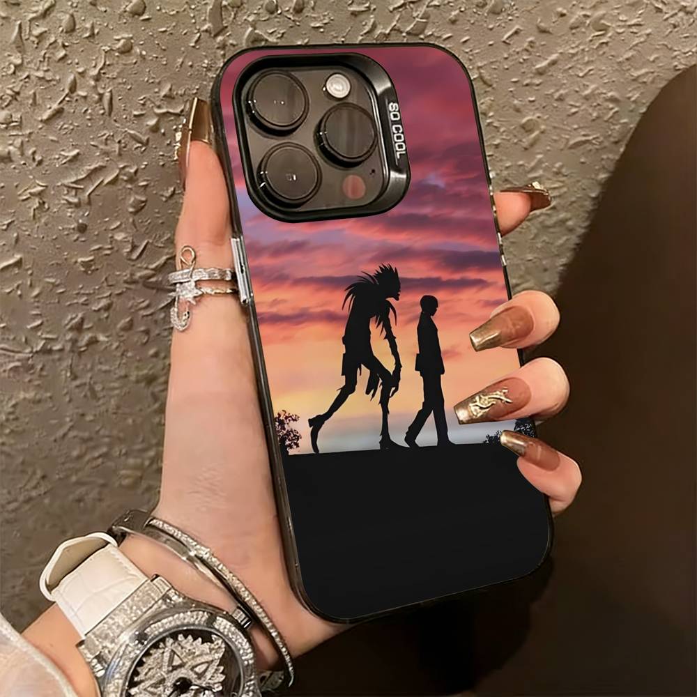 Death Note Kira Yagami Dark Anime Phone Case For iPhone 17,16,15,14,13,12,11 Plus,Pro Max,XS,Colored Silver Plated Inside Cover