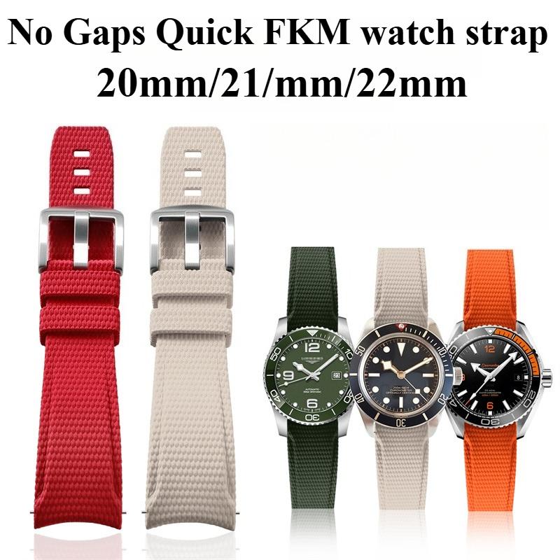 Bracelet en Caoutchouc Fluoro 19mm 20mm 21mm 22mm pour Xiaomi huawei Samsung Swatch MoonSwatch Universel FKM Libération Rapide Bracelet de Montre de Plongée pour Seiko