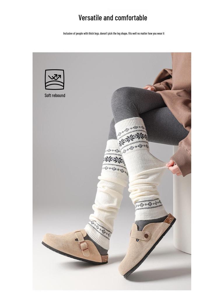 Fair Isle Retro Snowflake Knit Leg Warmers