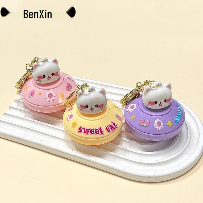 Adorable Cartoon Cat Flying Disc Keychain and Bag Charm