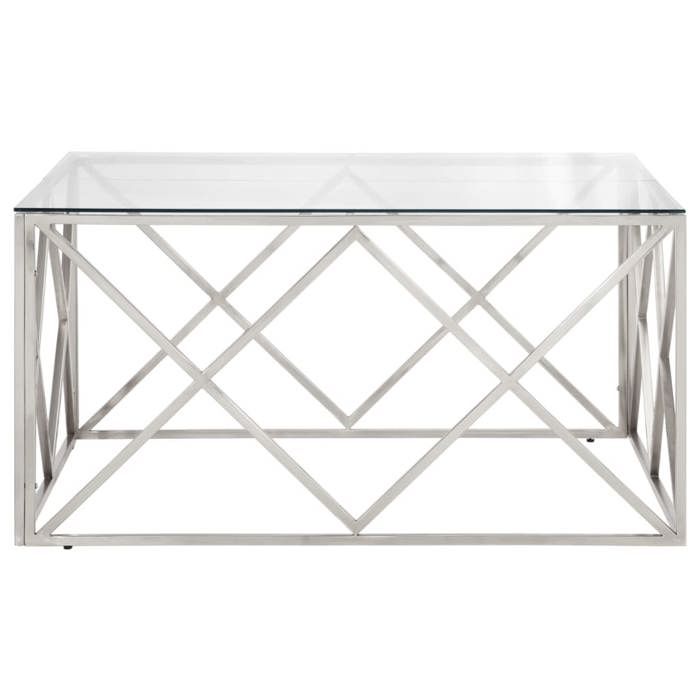 VidaXL Coffee Table Silver Stainless Steel and Tempered Glass 349977