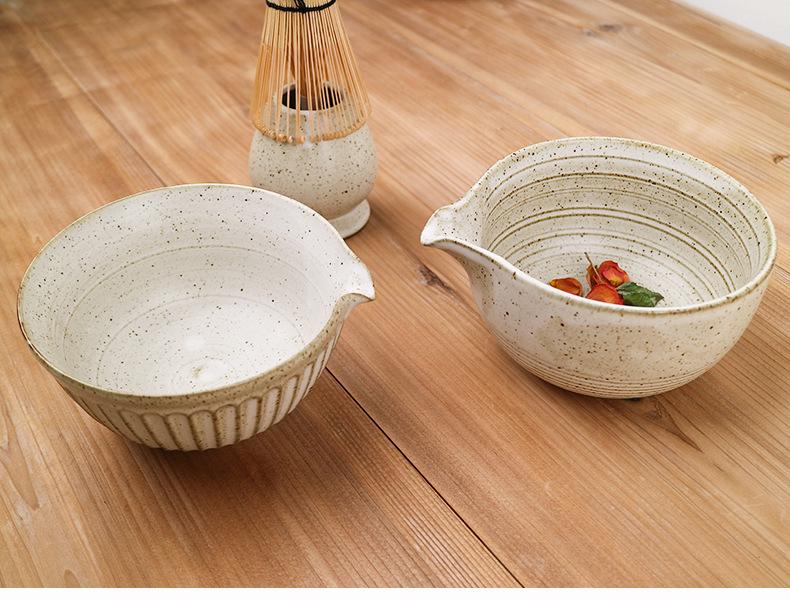Ceramic Matcha Bowl & Chasen Stand Set with Kiln-Changed Stirrer Brush - Japanese Tea Ceremony Tools