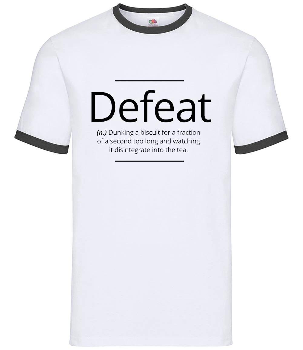 Defeat Definition - Mens Ringer - Biscuits Biscuit Funny Tea Cup Of Cuppa XXL