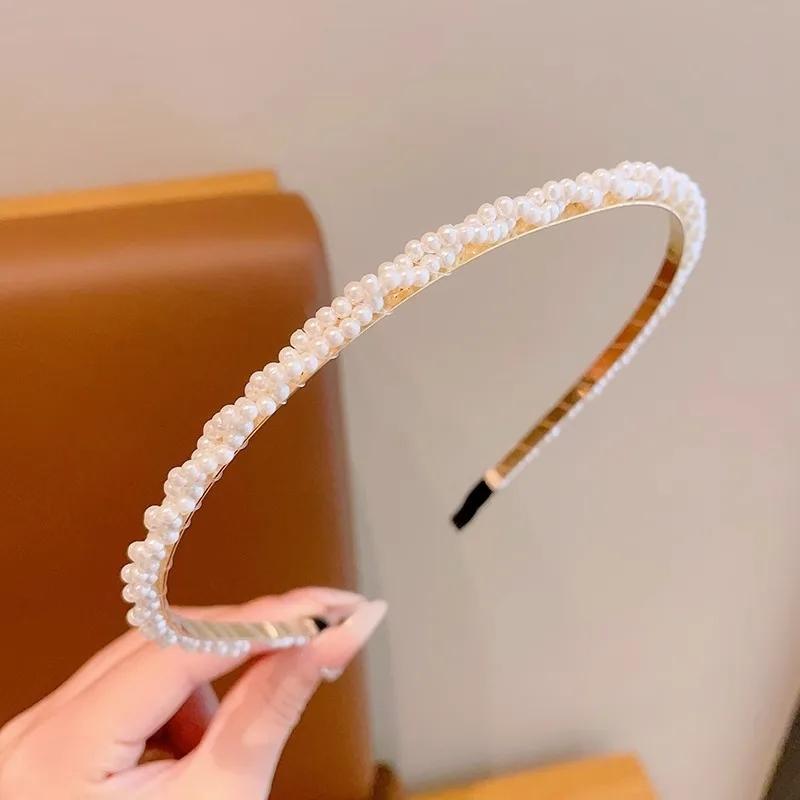Mode Full Pärla Hårband Elegant Enkelt Blomma Kvinnor Hårbygel Band Pannband Infattning Flickor Håraccessoarer Huvudsmycke