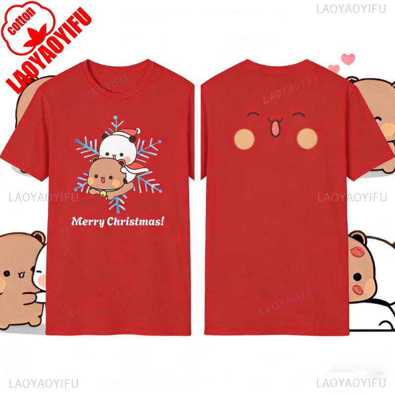 Kawaii Bubu Dudu Unisex High Quality Christmas Funny Lovely Graphic TShirt Holiday Gift for Couples Crewneck Shortsleev Women