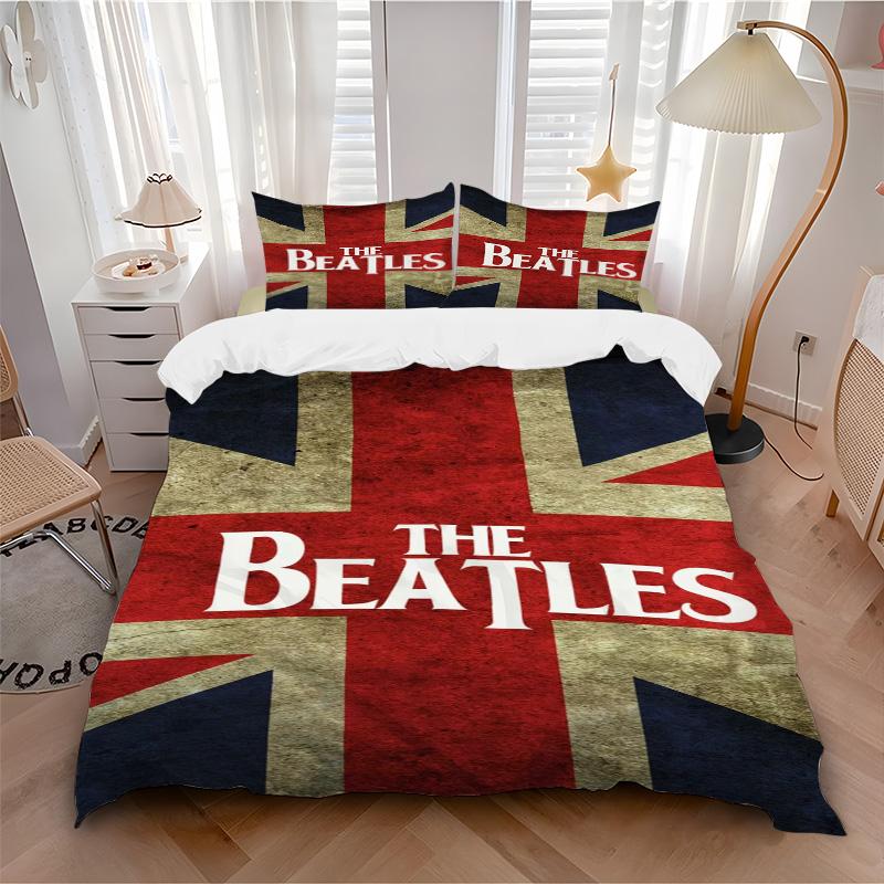 Beatles Flag Bedding 3 Piece Set HD Print Duvet Cover Pillowcases for Teens Adult Bedroom Decoration Christmas Gift