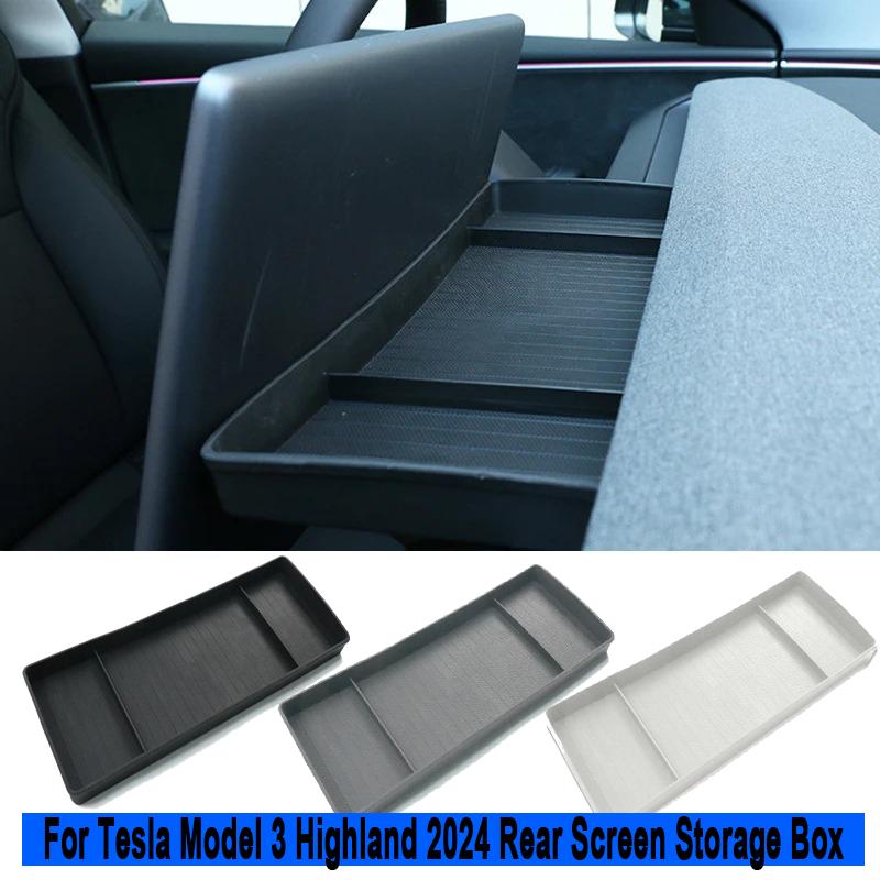 For Tesla Model 3 Highland 2024 Rear Screen Storage Box Center Console Dashboard Bracket Organizer Car Tissue Box Tray ECT Panel