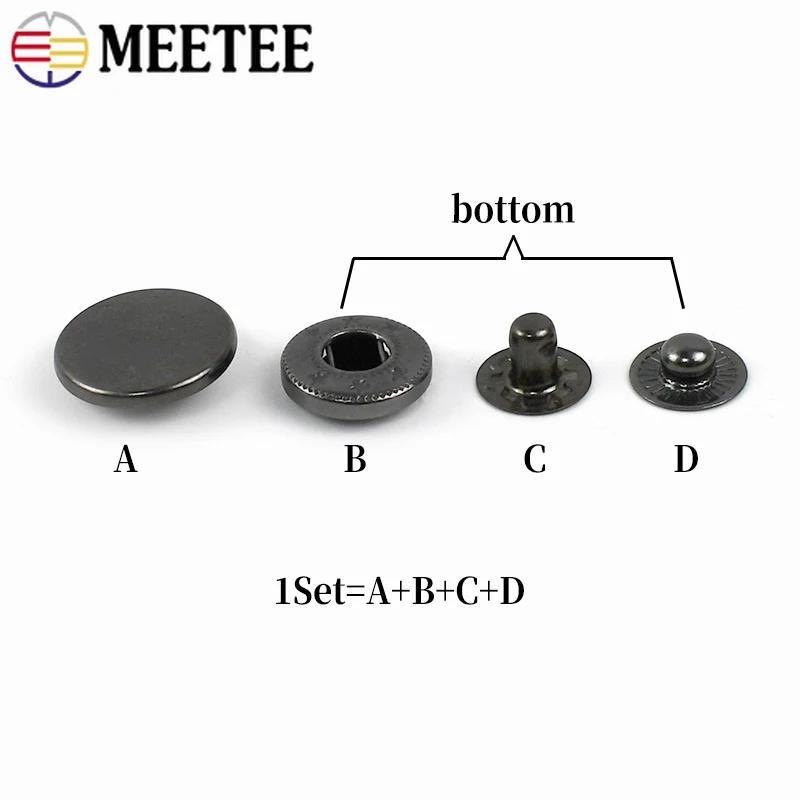 10Sets Meetee Metal Snap Buttons for Bag Coat 10-25mm Fasteners Press Button Clothes Decor Golden Buckles DIY Sewing Accessories
