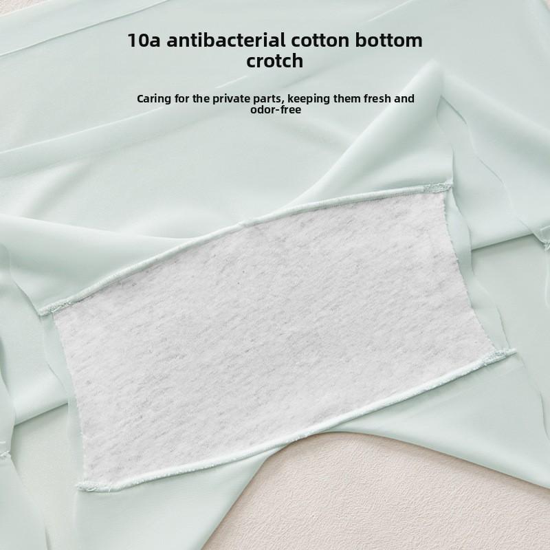Plus Size Women's Summer Ice Silk Non Mark Quick Drying Breathable Cotton Crotch High Waist Flat Angle Briefs