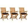 VidaXL Set of 3 Garden Chairs with Cushions, Patio Seats, Dining Chairs, Outdoor Patio Furniture, 3062536