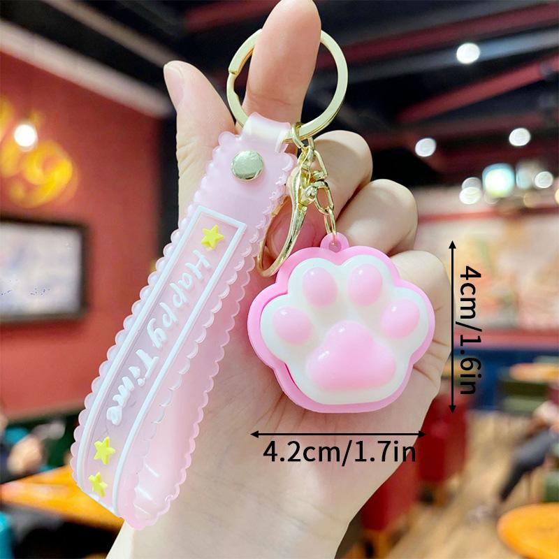 Cat Paw Glowing Keyboard Keychain Soft Dumpling Clicker Keyring Stress Relief Squeeze Pendant Fidgets Toys Glowing In The Dark