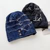 Vintage Distress Denim Pullover Cap Korean Style Loose Beret Fashion Washed Denim Beanie  Unisex