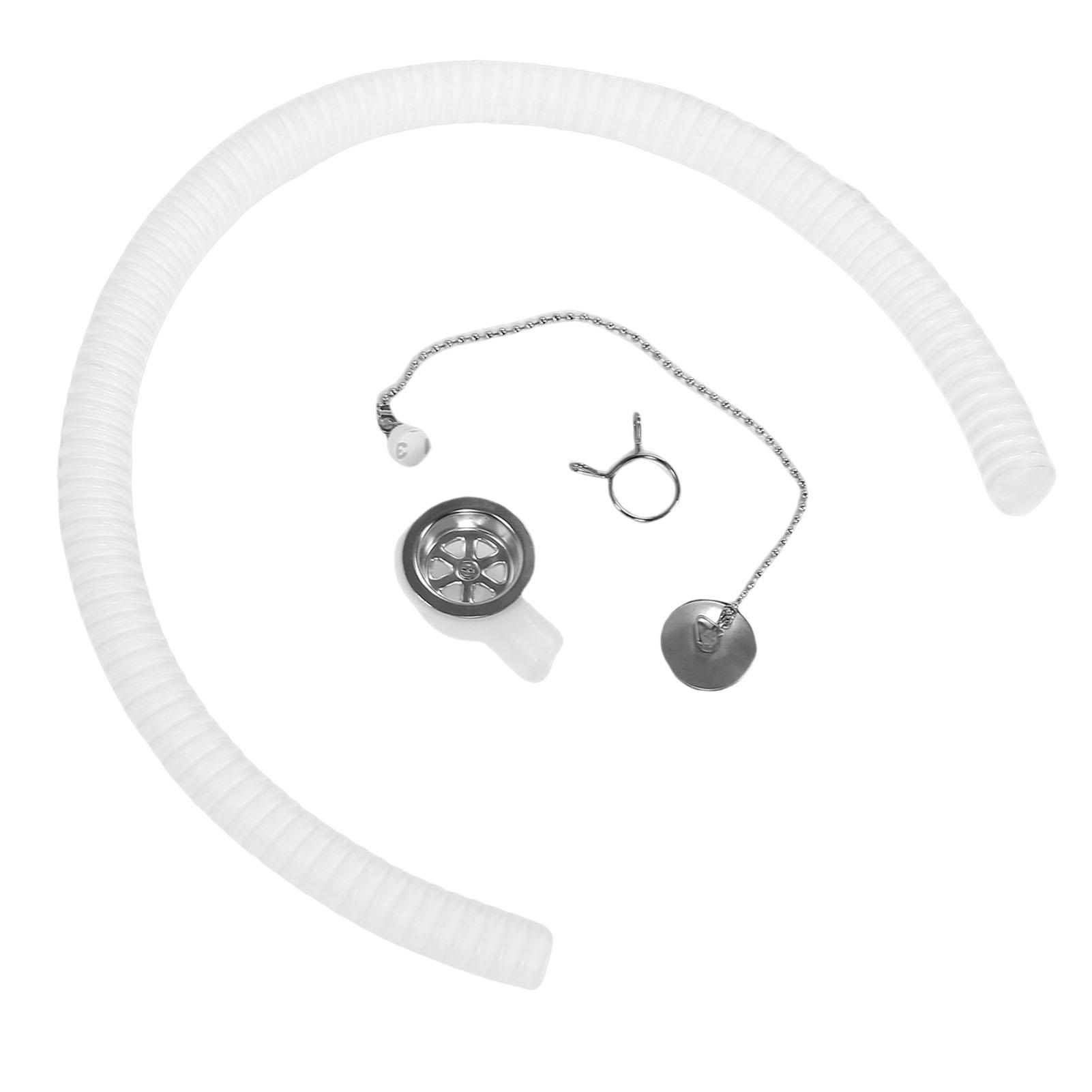 

RV Sink Drain Connector Right Angle with Plug Anti Lost Chain Hose Clamp Kit Rustproof Sink Hose Sewer Adapter for RVs Yachts