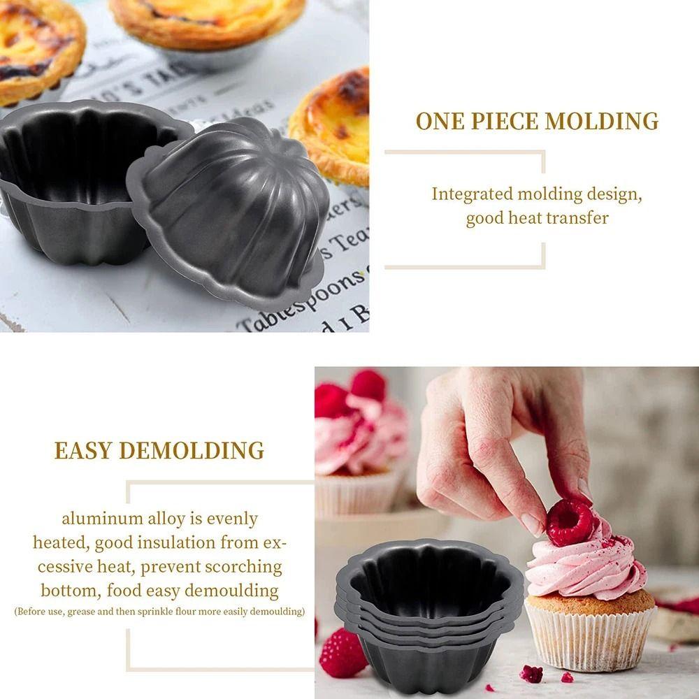 4 Pcs Carbon Steel Fluted Cake Mold 4 Inch Muffin Cups Round Mini Cake Pan  Brownie