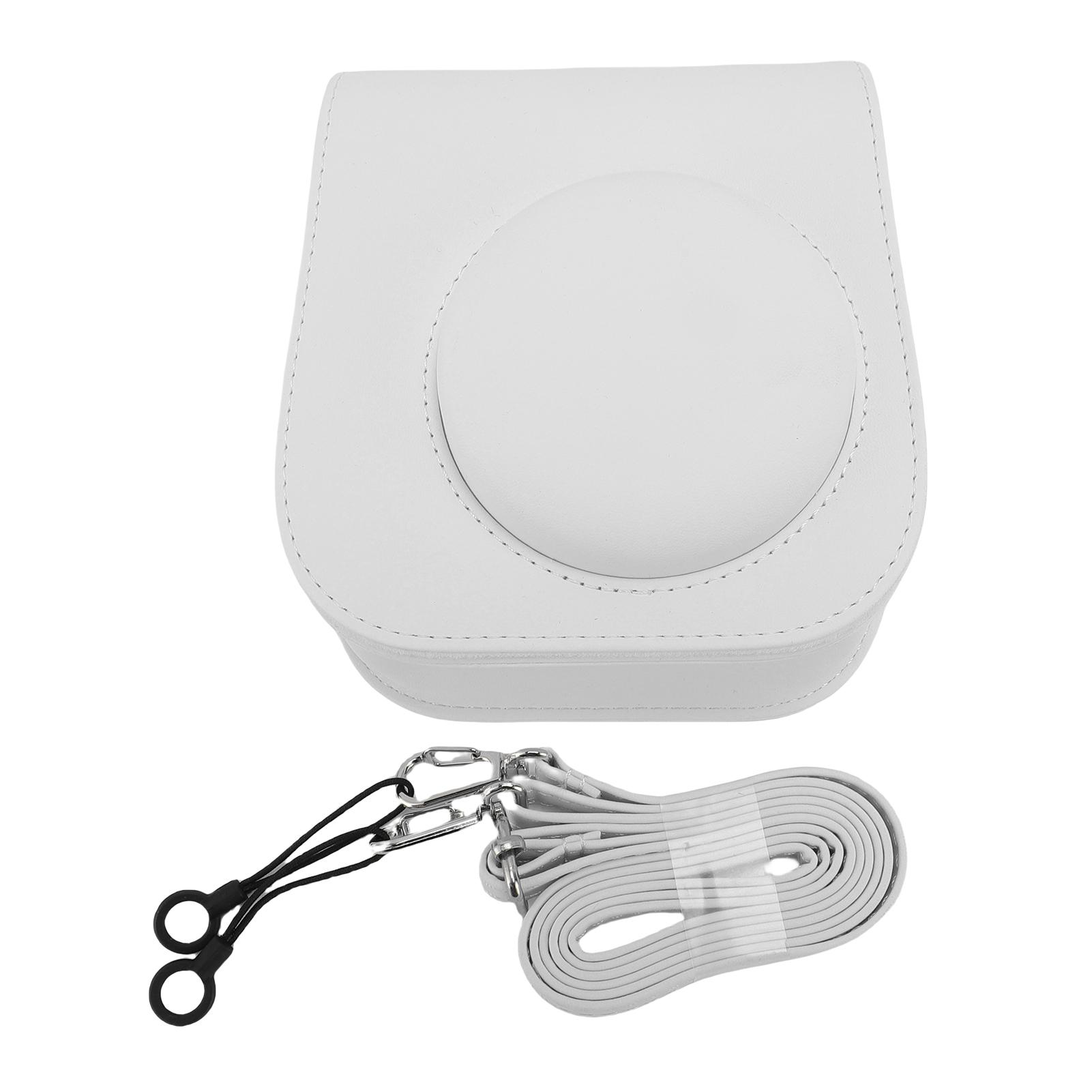 

Защитный чехол для камеры из ПУ кожи, чехол для камеры с точным вырезом, регулируемый плечевой ремень, удобный на ощупь для моментальных камер белый