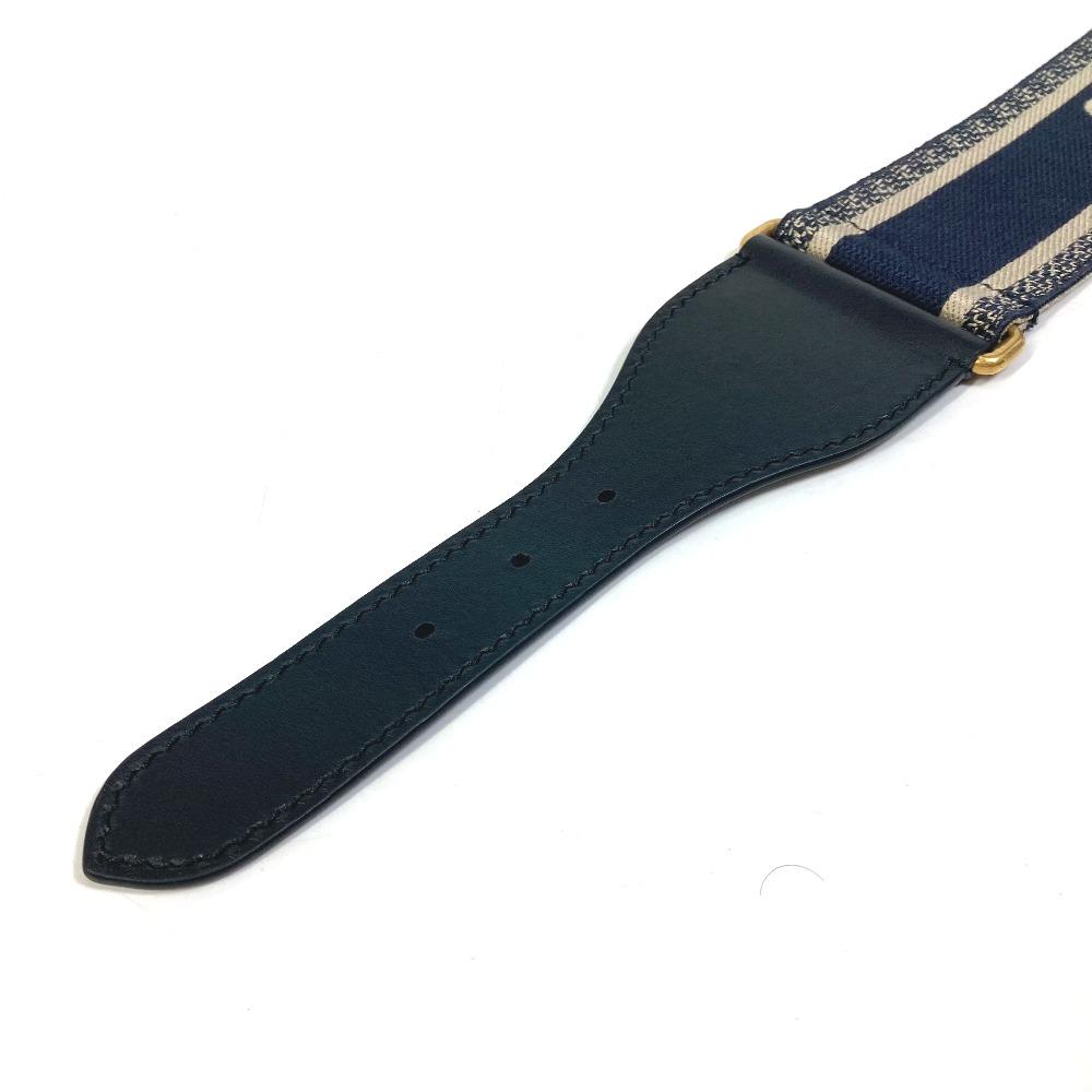 Dior B0003CBTE_M928 CDHardware Embroidered Canvas Logo Belt Navy X Beige