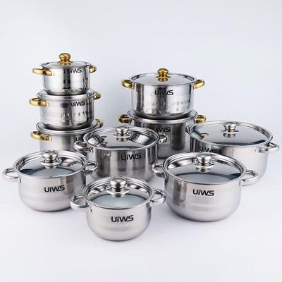 Edelstahl Kochgeschirr-Set für Gas- & Induktionsherde (18-26cm), Kochtopf mit zwei Griffen, 5-teiliges Set