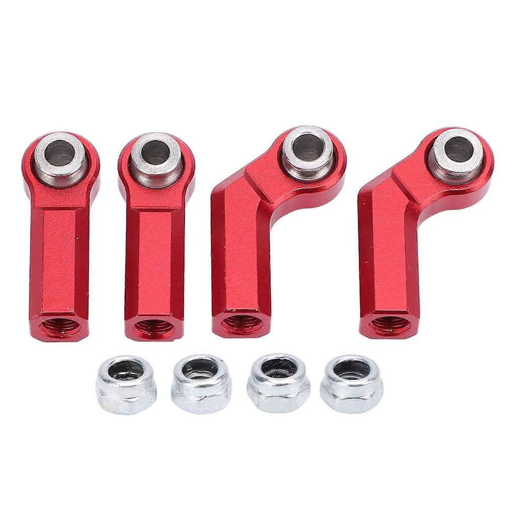 4 Pièces Rotules Métalliques pour Voiture RC 1/10 Filetage M4 7.0mm Extrémité de Bielle CW Têtes à Rotule 2 Coudées 2 Droites Rouge