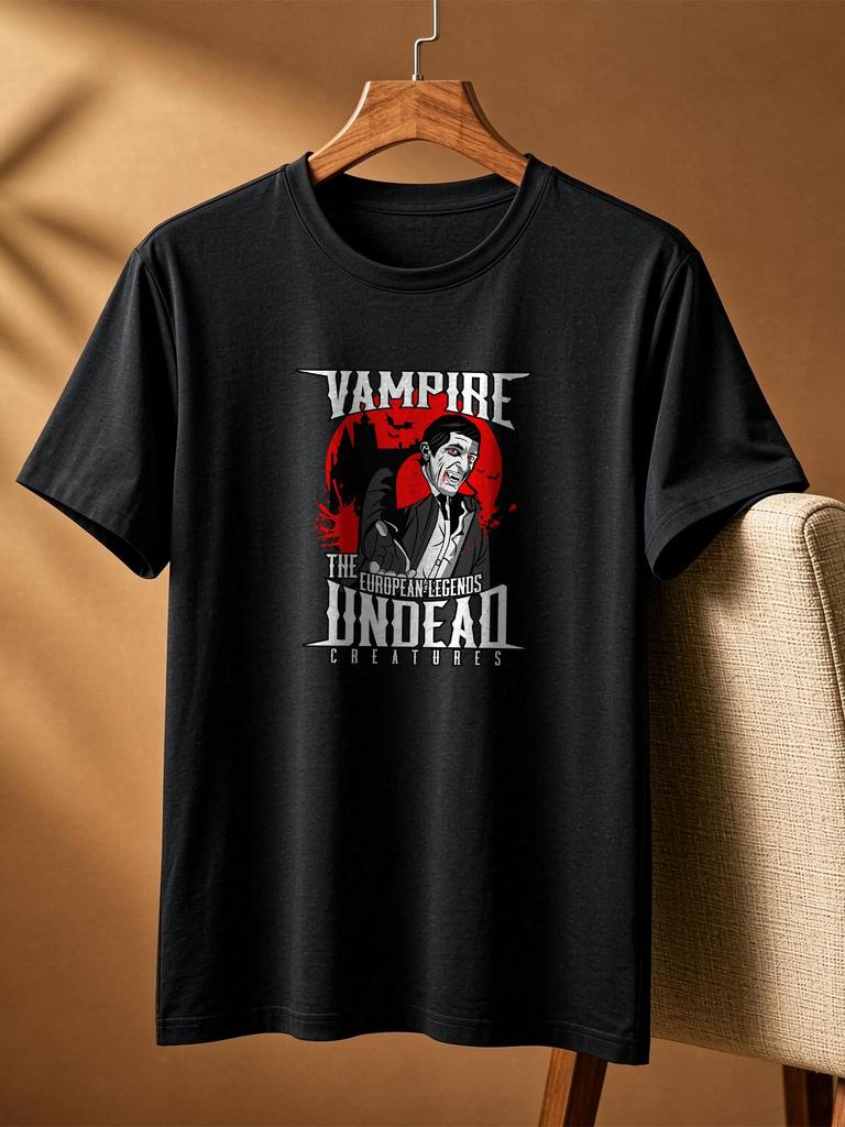 Vampire Printed Casual Streetwear Summer Soft Comfy Short Sleeve Fashion Top Tees