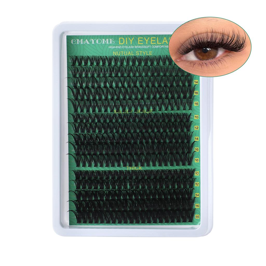 DIY False Eyelashes 12-18mm Mix Long 168pcs Cluster Lashes D Curl Winged Cat Fox Eye Individual Lash Extensions Makeup Supplies