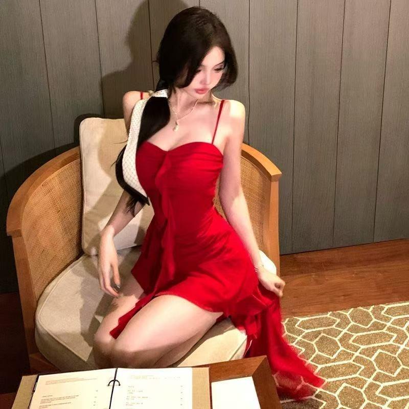 Lotus Leaf Mesh Pure Desire Tube Top Suspender Dress Summer New Super Fairy Sweet Spice Slim Trailing Skirt