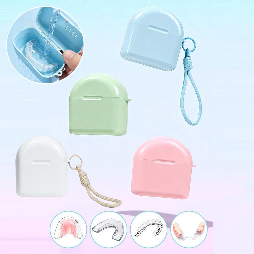 Reusable Denture Retainer Case Drainage Design False Teeth Holder Dental Braces Container Home Use