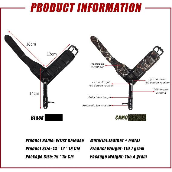 SPG Bow Release for Compound Bow, Comfortable Wrist Strap Archery Release Trigger for Arrow Release, Adjustable Compound Bow Release Aids 360°