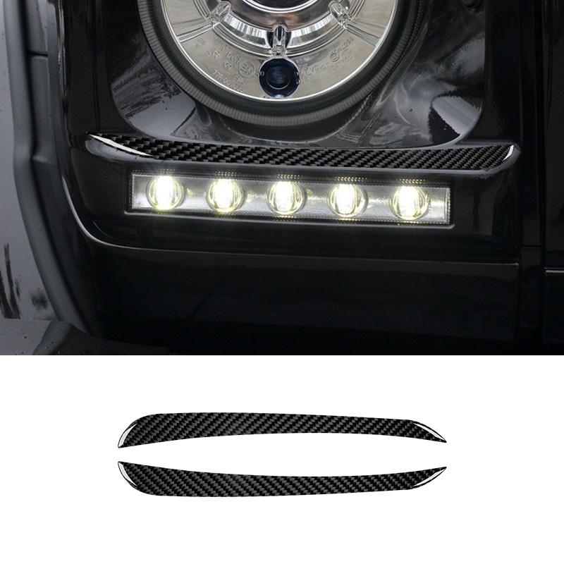 2PCS Real Carbon Fiber Car Headlight Lamp Eyebrow Decoration Sticker For Mercedes-Benz G-CLASS W463 2013-2018 Auto Accessories
